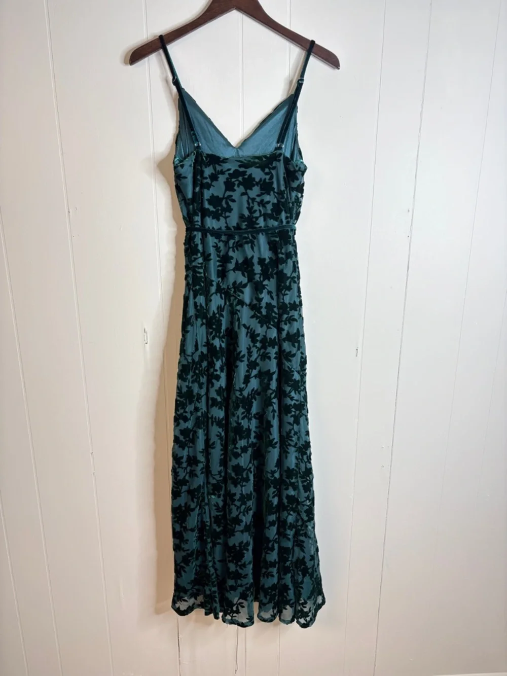 Revelry Tilley Floral Burnout Velvet Dress Maxi Emerald Green small bridesmaid - Picture 4 of 6